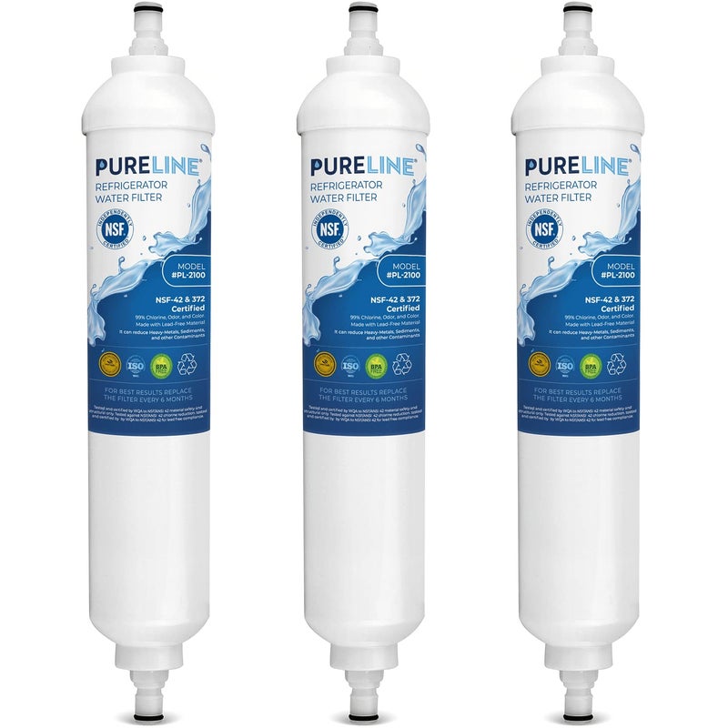 Pureline GXRTQR Inline Water Filter Replacement. Compatible with GE GXRTQR and GXRTQ. (3 Pack) - Image 1